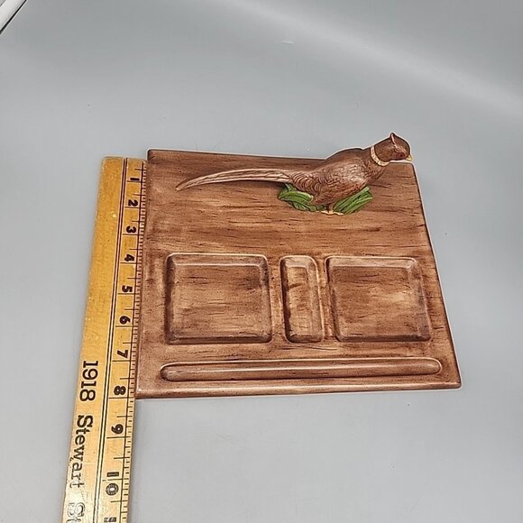 Vintage Ceramic Pheasant Desk Caddy Brown Handpainted - Picture 4 of 8